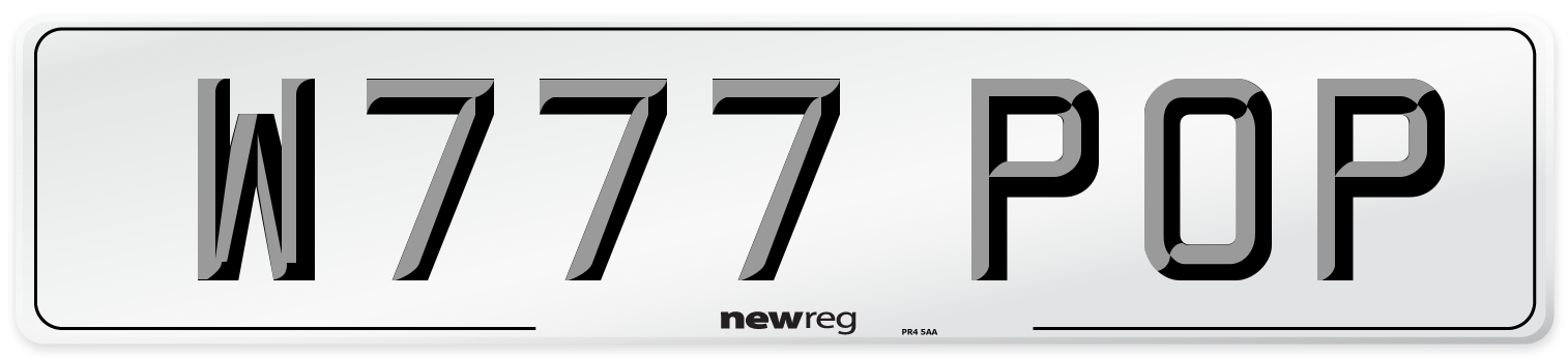 W777 POP Number Plate from New Reg